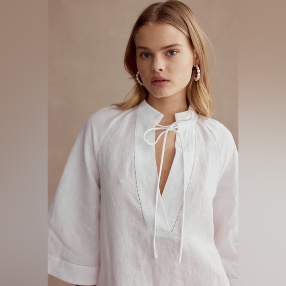 MARLE Margarita White Linen Dress - Picture 2 of 4